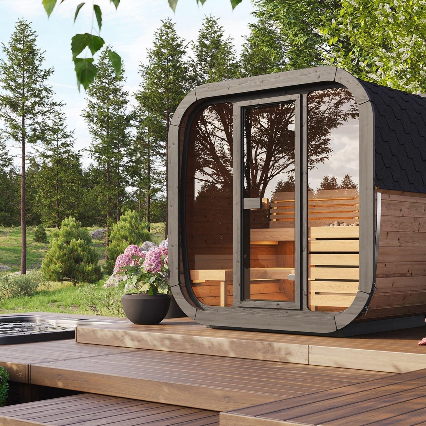 Aspen Peak- Model CL5G 4 Person Cube Series Outdoor Sauna Kit-Sauna-Aspen Peak Solutions