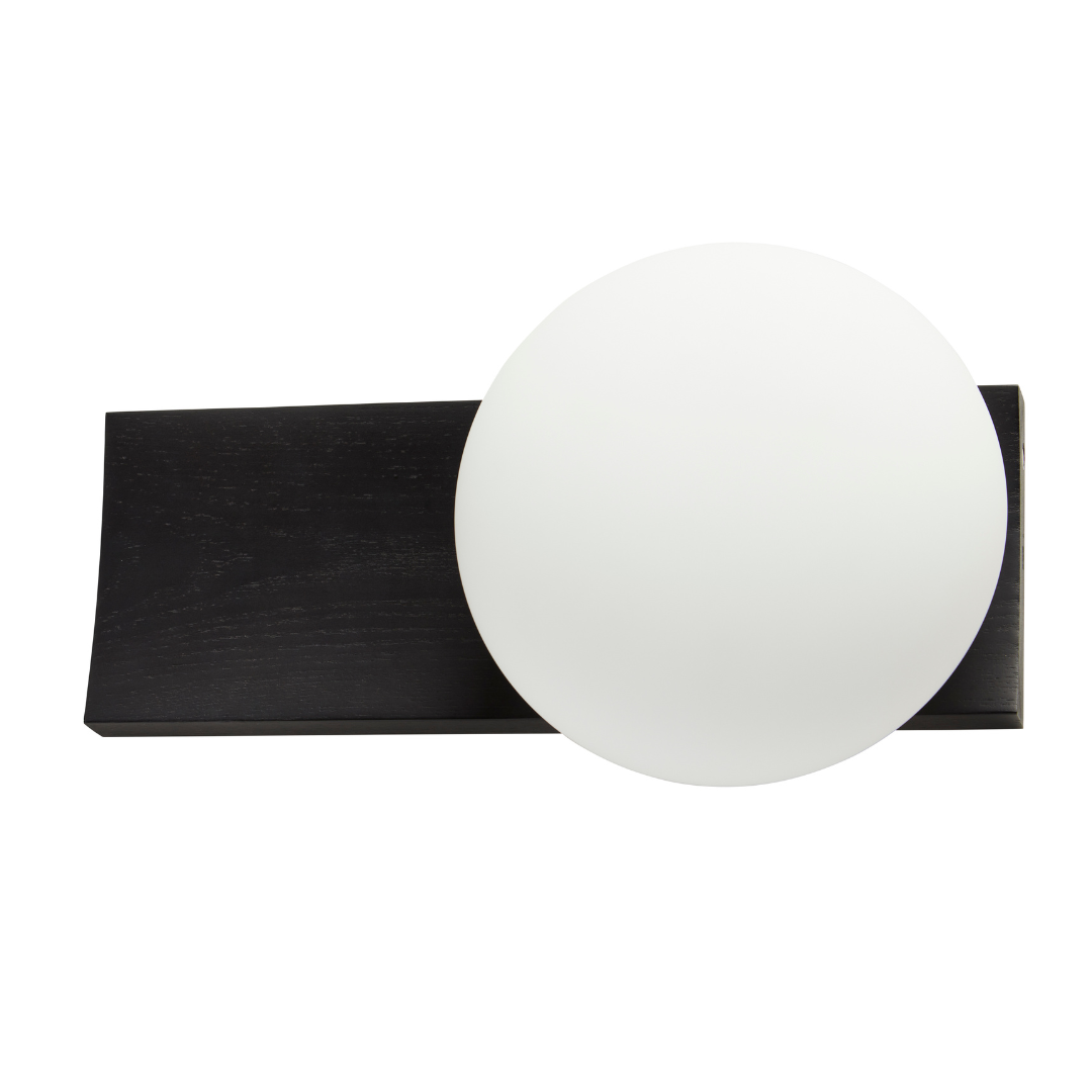 Ellipsoid Glass Table & Wall Lamp with Wooden Tray