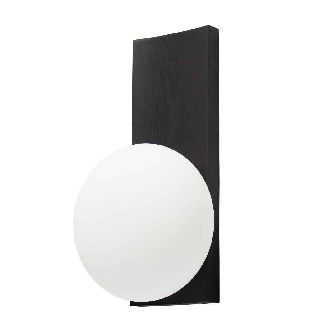 Ellipsoid Glass Table & Wall Lamp with Wooden Tray