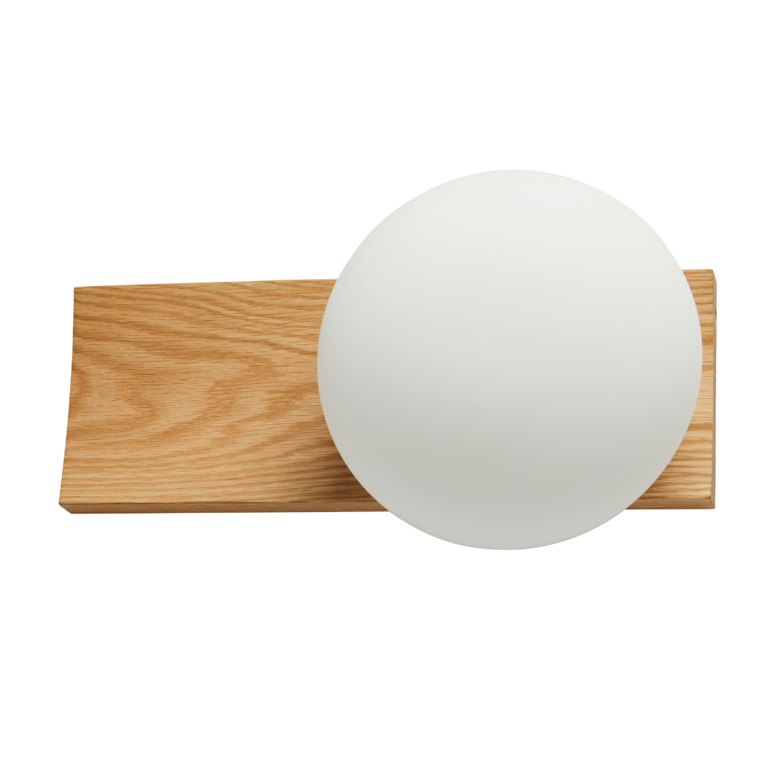 Ellipsoid Glass Table & Wall Lamp with Wooden Tray