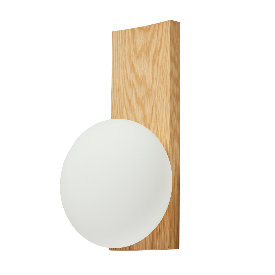 Ellipsoid Glass Table & Wall Lamp with Wooden Tray