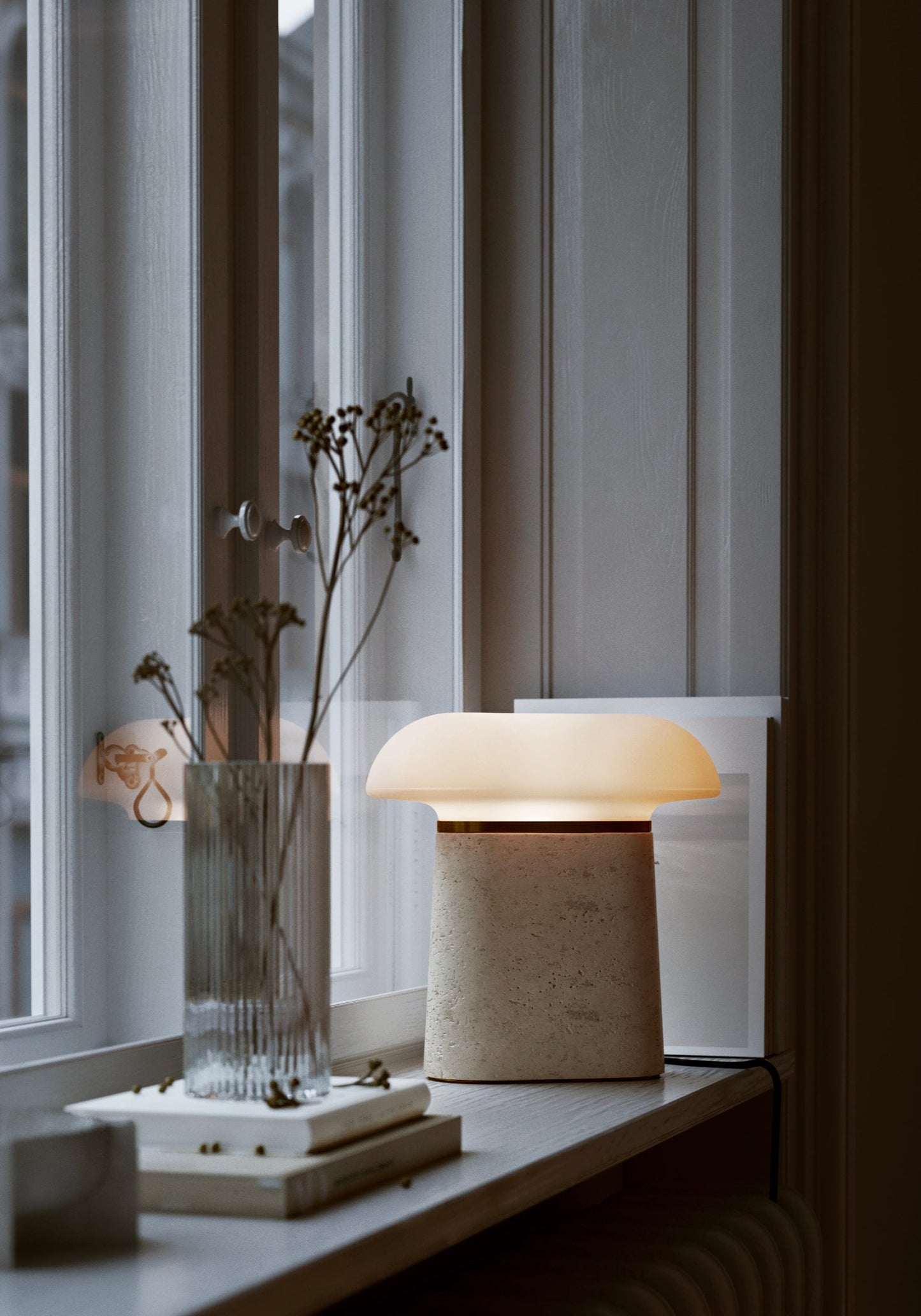 Opal Glass Table Lamp with Sculptural Base