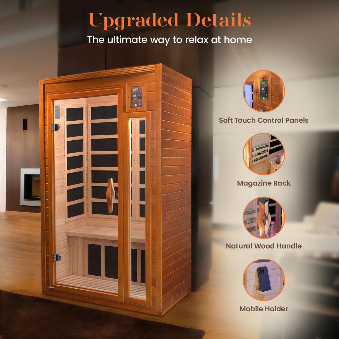 Aspen Peak- "Barcelona" 1-2-person Low EMF FAR Infrared Sauna DYN-6106-01-Sauna-Aspen Peak Solutions