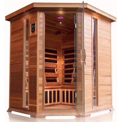Aspen Peak- Bristol Bay 4-Person Indoor Infrared Corner Sauna 400KC-Sauna-Aspen Peak Solutions