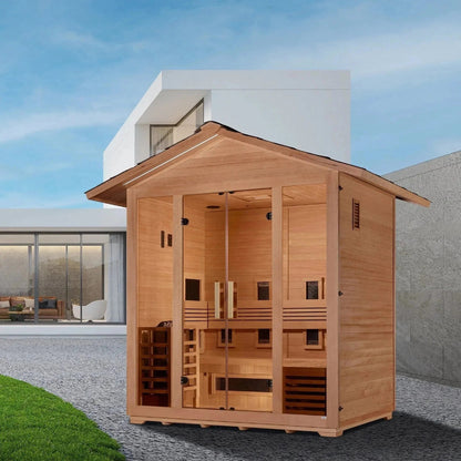 Aspen Peak- "Gargellen" 5 Person Hybrid Outdoor Sauna GDI-8125-01-Sauna-Aspen Peak Solutions