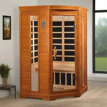 Aspen Peak- "Heming" 2-person Corner Low EMF FAR Infrared Sauna - DYN-6225-02-Sauna-Aspen Peak Solutions