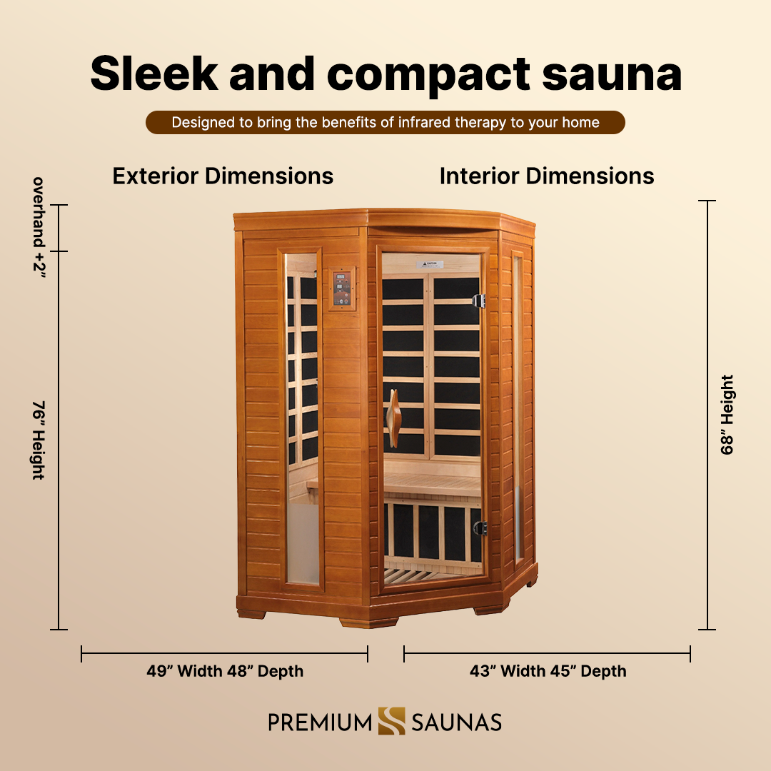 Aspen Peak- Heming Elite 2-person Corner Ultra Low EMF FAR Infrared Sauna - DYN-6225-02 Elite-Sauna-Aspen Peak Solutions