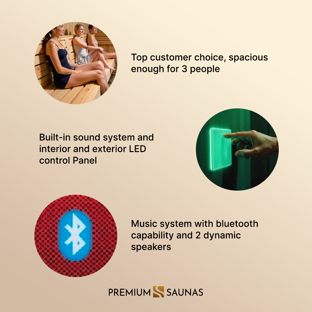 Aspen Peak- Lugano 3-person Ultra Low EMF FAR Infrared Sauna - DYN-6336-02 Elite-Sauna-Aspen Peak Solutions