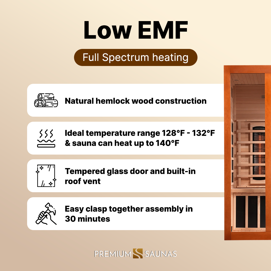 Aspen Peak- "Santiago" 2-person Full Spectrum Near Zero EMF FAR Infrared Sauna DYN-6209-03 FS-Sauna-Aspen Peak Solutions