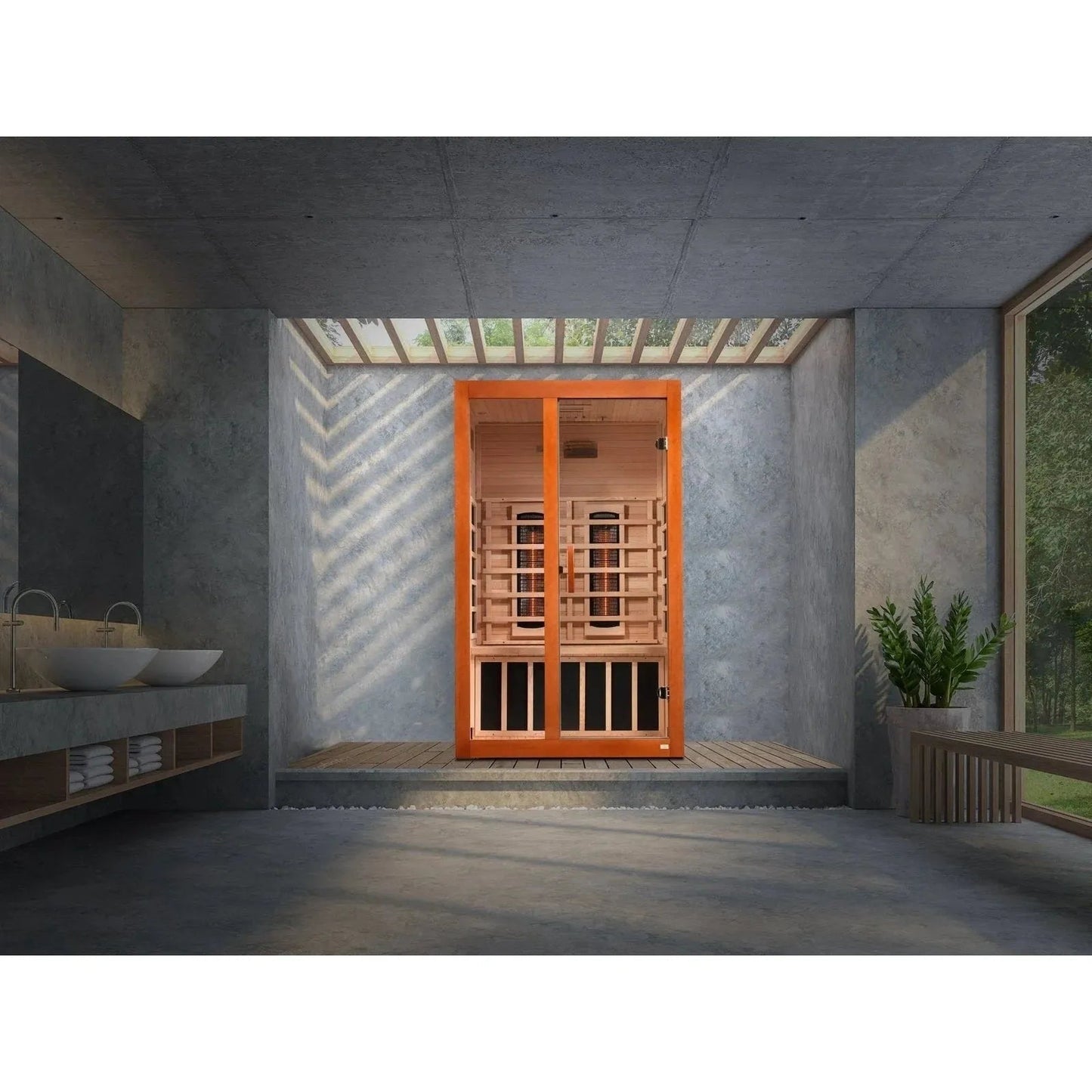 Aspen Peak- "Santiago" 2-person Full Spectrum Near Zero EMF FAR Infrared Sauna DYN-6209-03 FS-Sauna-Aspen Peak Solutions