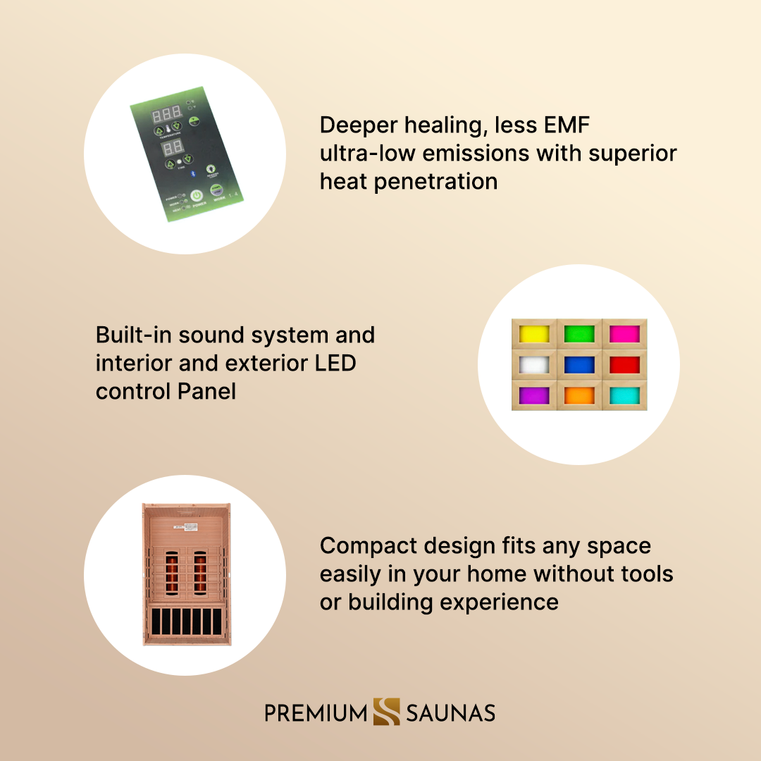 Aspen Peak- "Santiago" 2-person Full Spectrum Near Zero EMF FAR Infrared Sauna DYN-6209-03 FS-Sauna-Aspen Peak Solutions