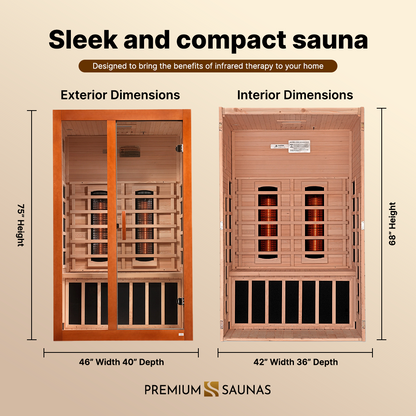 Aspen Peak- "Santiago" 2-person Full Spectrum Near Zero EMF FAR Infrared Sauna DYN-6209-03 FS-Sauna-Aspen Peak Solutions
