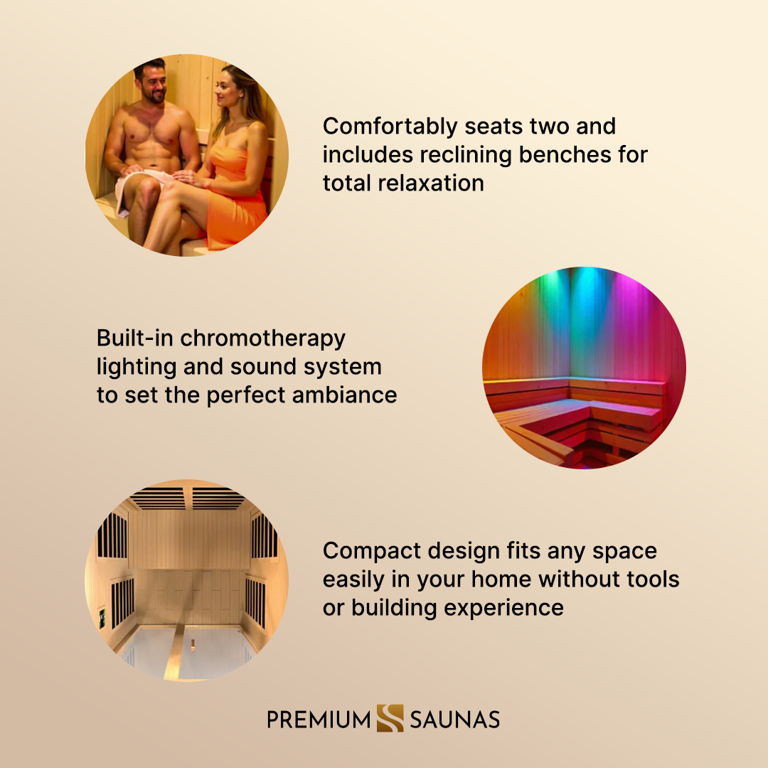 Aspen Peak- Santiago Elite 2-person Ultra Low EMF FAR Infrared Sauna - DYN-6209-02 Elite-Sauna-Aspen Peak Solutions