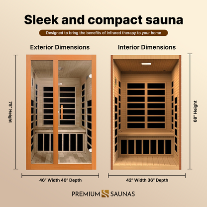 Aspen Peak- Santiago Elite 2-person Ultra Low EMF FAR Infrared Sauna - DYN-6209-02 Elite-Sauna-Aspen Peak Solutions