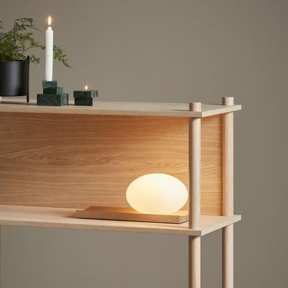 Ellipsoid Glass Table & Wall Lamp with Wooden Tray