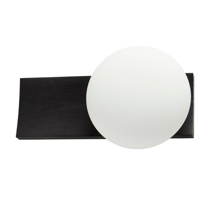 Ellipsoid Glass Table & Wall Lamp with Wooden Tray