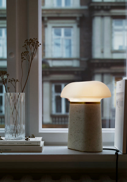 Opal Glass Table Lamp with Sculptural Base